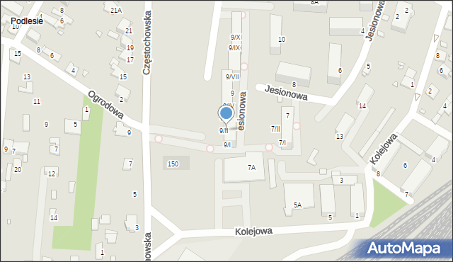 Łazy, Jesionowa, 9/II, mapa Łazy