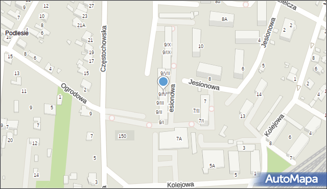 Łazy, Jesionowa, 9/IV, mapa Łazy