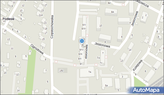 Łazy, Jesionowa, 9/V, mapa Łazy