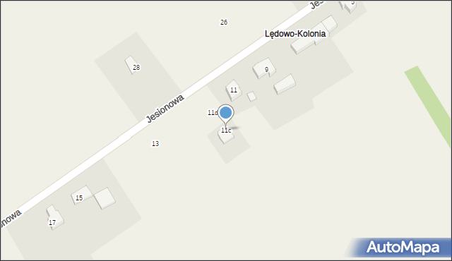 Lędowo, Jesionowa, 11c, mapa Lędowo