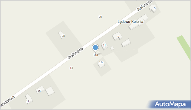 Lędowo, Jesionowa, 11d, mapa Lędowo