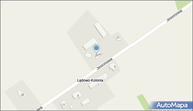 Lędowo, Jesionowa, 24, mapa Lędowo