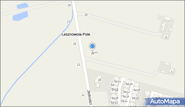 Lesznowola, Jedności, 18, mapa Lesznowola