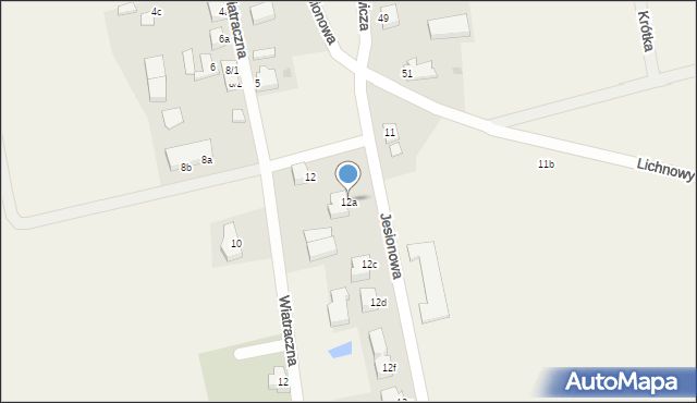 Lichnowy, Jesionowa, 12a, mapa Lichnowy