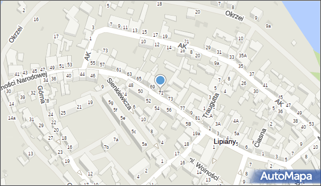 Lipiany, Jedności Narodowej, 71, mapa Lipiany