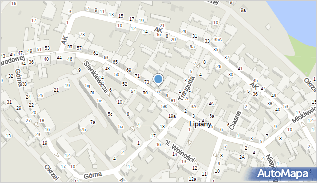 Lipiany, Jedności Narodowej, 77, mapa Lipiany