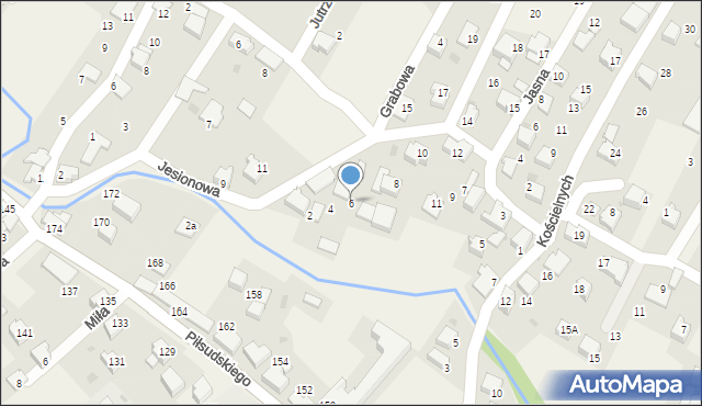 Łodygowice, Jesionowa, 6, mapa Łodygowice