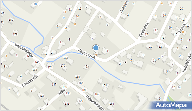 Łodygowice, Jesionowa, 9, mapa Łodygowice