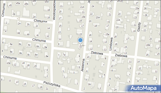 Łódź, Jesienna, 11, mapa Łodzi