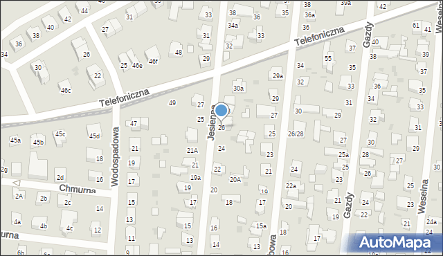 Łódź, Jesienna, 26, mapa Łodzi