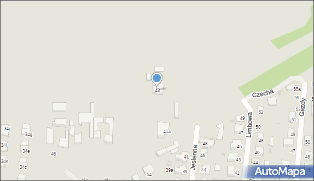 Łódź, Jesienna, 43, mapa Łodzi