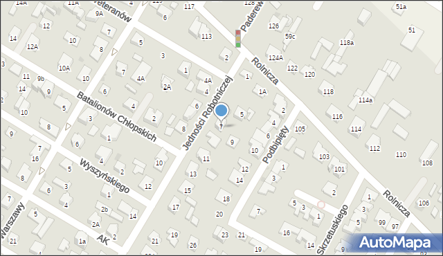 Łomianki, Jedności Robotniczej, 7, mapa Łomianki