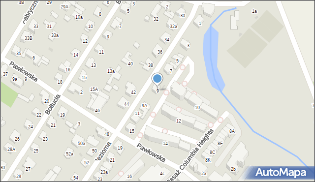 Łomianki, Jeziorna, 9, mapa Łomianki