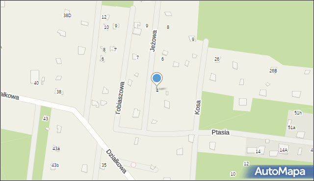 Łosie, Jeżowa, 4, mapa Łosie
