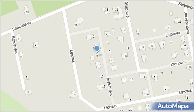 Lubniewice, Jesionowa, 6, mapa Lubniewice