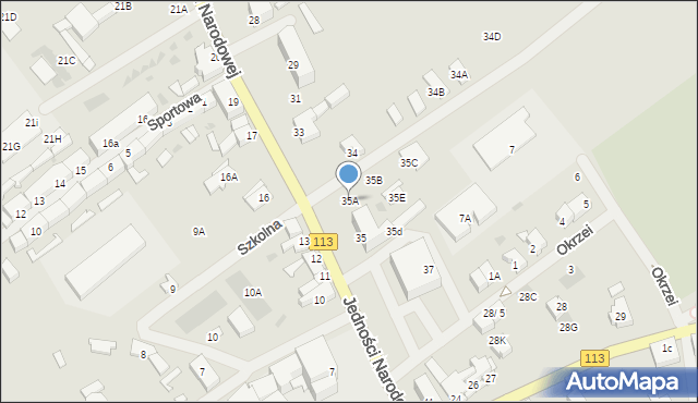 Maszewo, Jedności Narodowej, 35A, mapa Maszewo