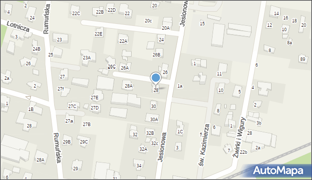 Michałowice, Jesionowa, 28, mapa Michałowice