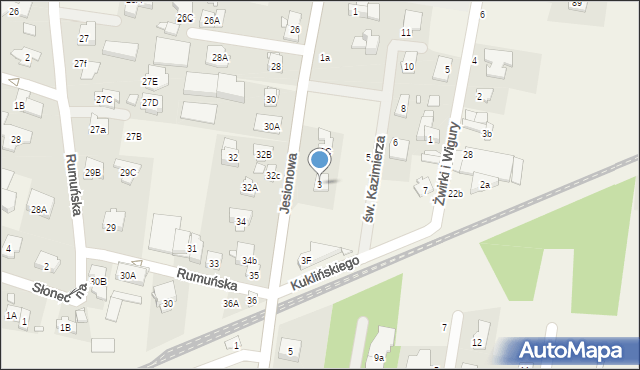 Michałowice, Jesionowa, 3, mapa Michałowice