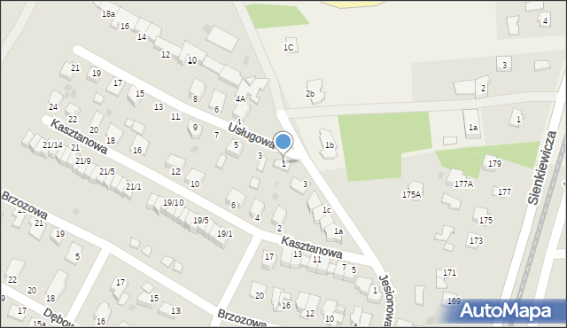 Mielec, Jesionowa, 1, mapa Mielca
