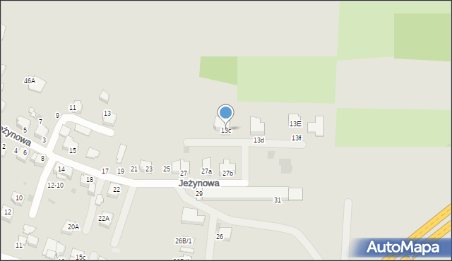 Mikołów, Jeżynowa, 13c, mapa Mikołów