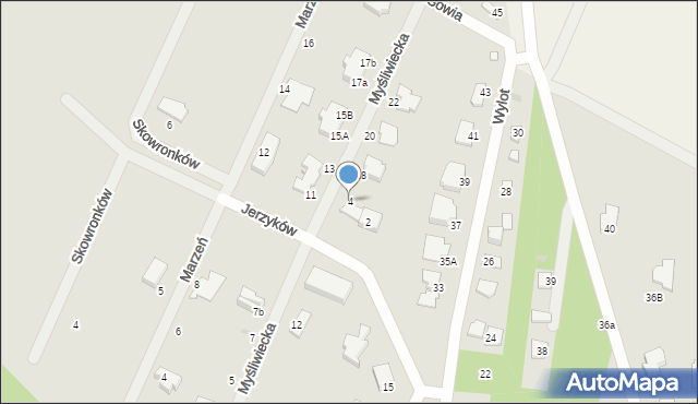 Milanówek, Jerzyków, 4, mapa Milanówek