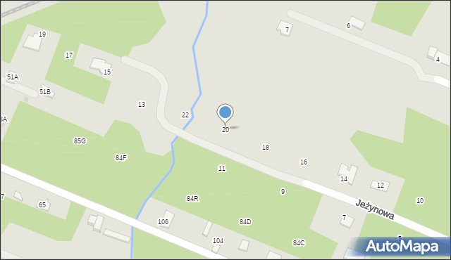 Milanówek, Jeżynowa, 20, mapa Milanówek