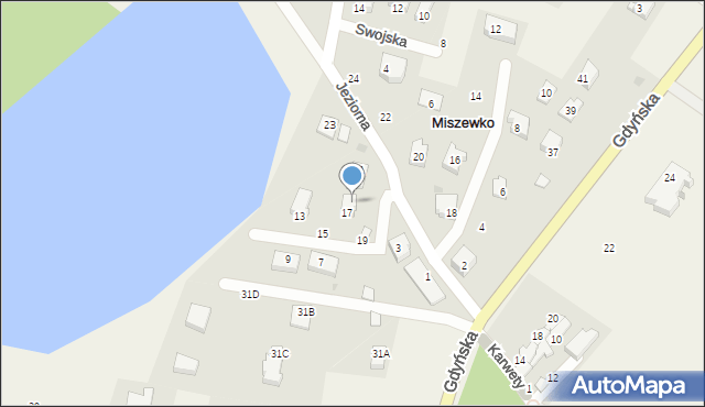 Miszewko, Jeziorna, 17C, mapa Miszewko