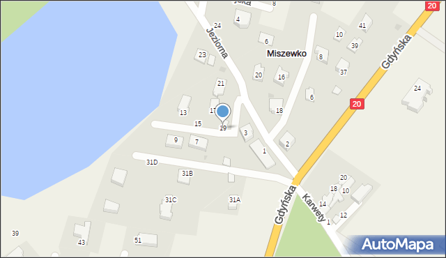 Miszewko, Jeziorna, 19, mapa Miszewko