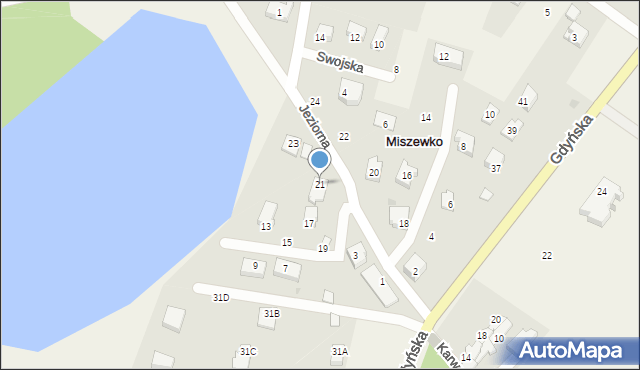 Miszewko, Jeziorna, 21, mapa Miszewko