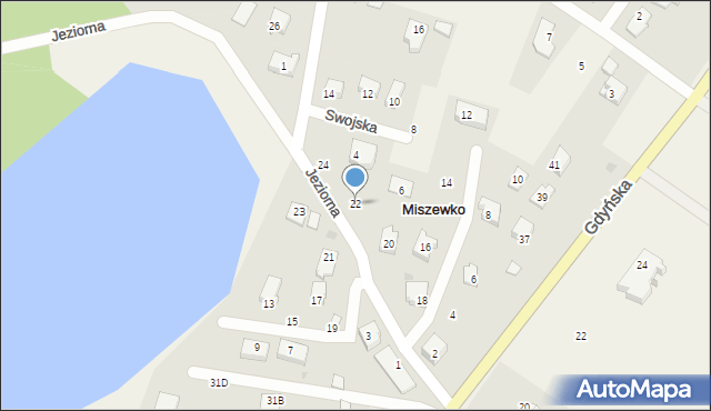 Miszewko, Jeziorna, 22, mapa Miszewko