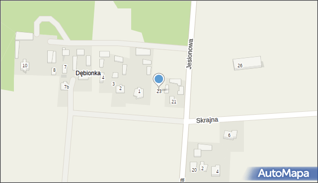 Mokra Wieś, Jesionowa, 23, mapa Mokra Wieś