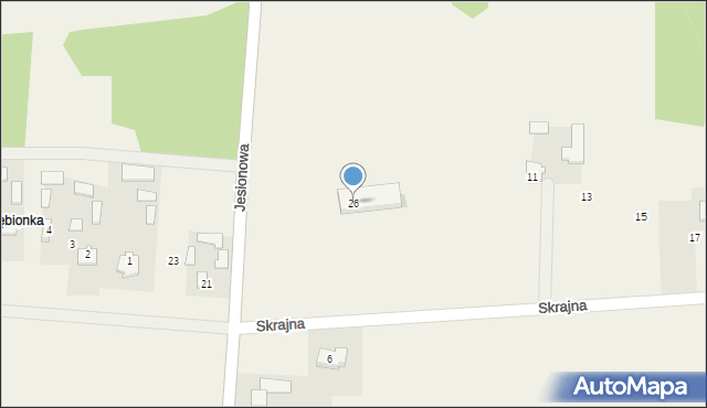 Mokra Wieś, Jesionowa, 26, mapa Mokra Wieś