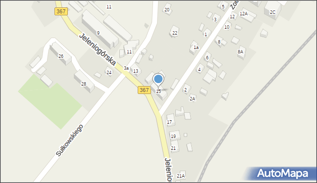 Mysłakowice, Jeleniogórska, 15, mapa Mysłakowice