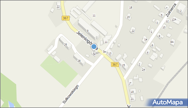 Mysłakowice, Jeleniogórska, 24, mapa Mysłakowice