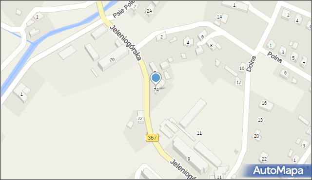 Mysłakowice, Jeleniogórska, 7A, mapa Mysłakowice