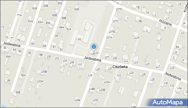 Myszków, Jedwabna, 101c, mapa Myszków