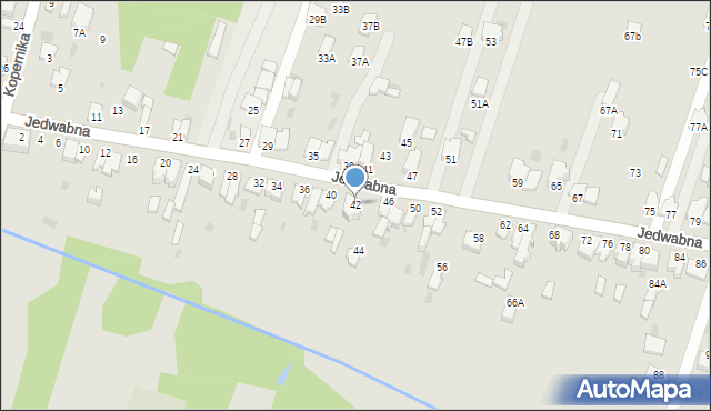 Myszków, Jedwabna, 42, mapa Myszków
