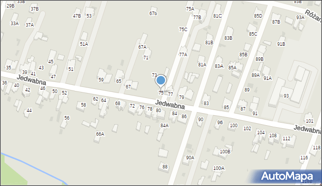 Myszków, Jedwabna, 75, mapa Myszków
