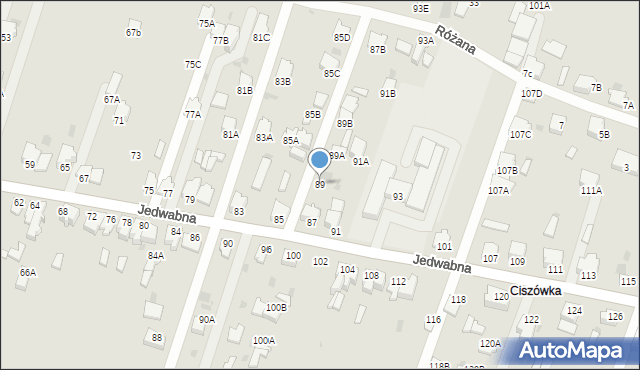 Myszków, Jedwabna, 89, mapa Myszków