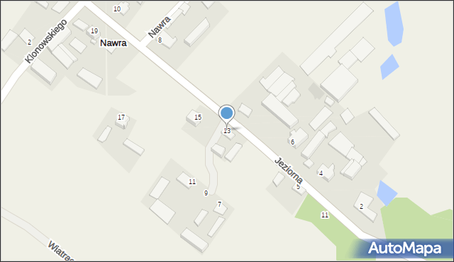 Nawra, Jeziorna, 13, mapa Nawra