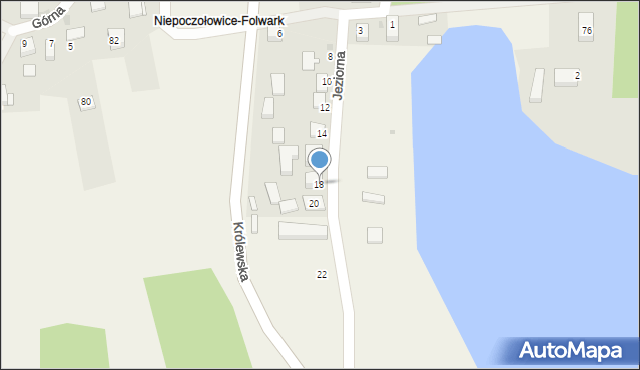 Niepoczołowice, Jeziorna, 18, mapa Niepoczołowice