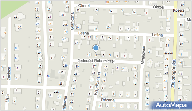 Nowa Sól, Jedności Robotniczej, 9, mapa Nowa Sól