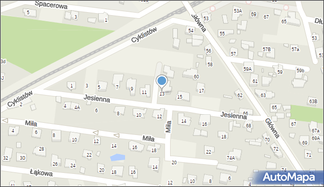 Nowa Wieś, Jesienna, 13, mapa Nowa Wieś