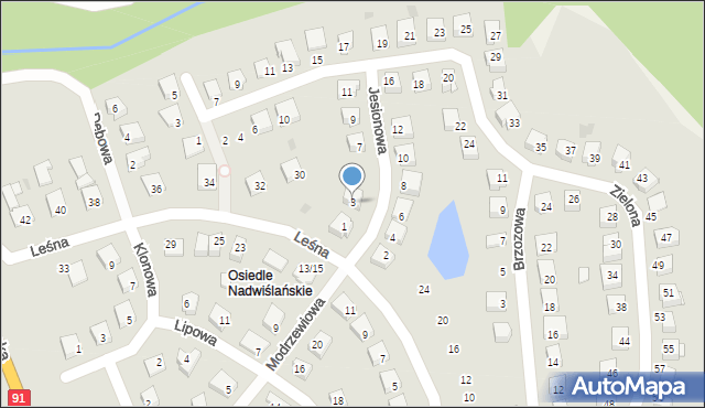 Nowe, Jesionowa, 3, mapa Nowe