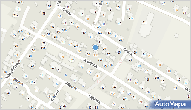 Nowe Grocholice, Jesienna, 36B, mapa Nowe Grocholice