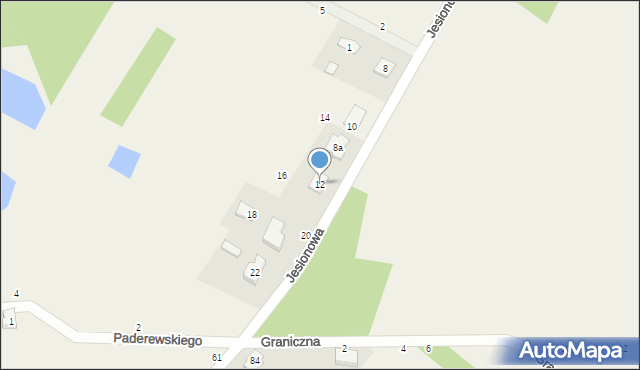 Nowe Osiny, Jesionowa, 12, mapa Nowe Osiny