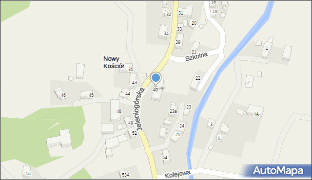 Nowy Kościół, Jeleniogórska, 40, mapa Nowy Kościół
