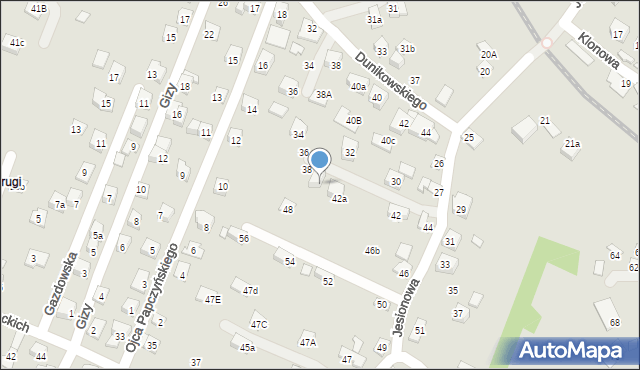 Nowy Sącz, Jesionowa, 42b, mapa Nowego Sącza