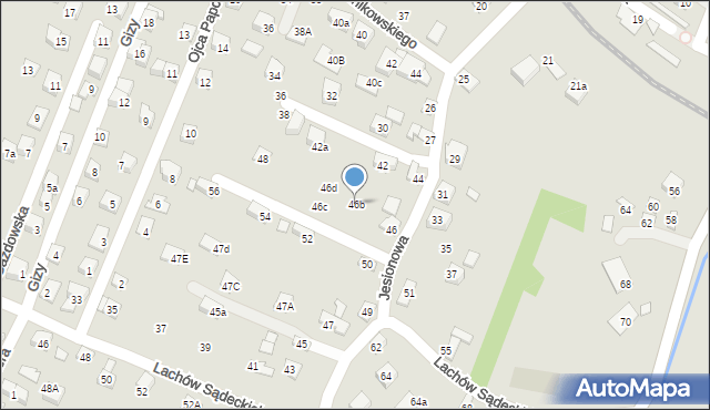 Nowy Sącz, Jesionowa, 46b, mapa Nowego Sącza