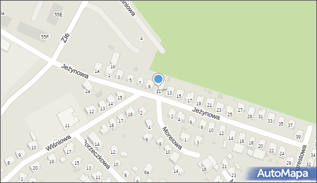 Olsztyn, Jeżynowa, 11, mapa Olsztyna